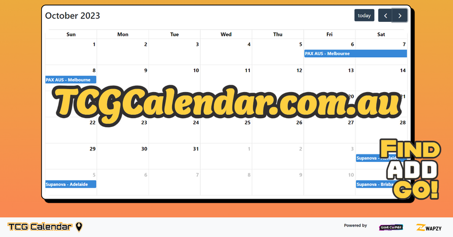 TCG Calendar - Find Your Conventions Easy!