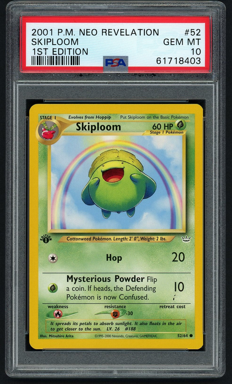 Pokemon Skiploom 1st Edition PSA 10 - Neo Revelation