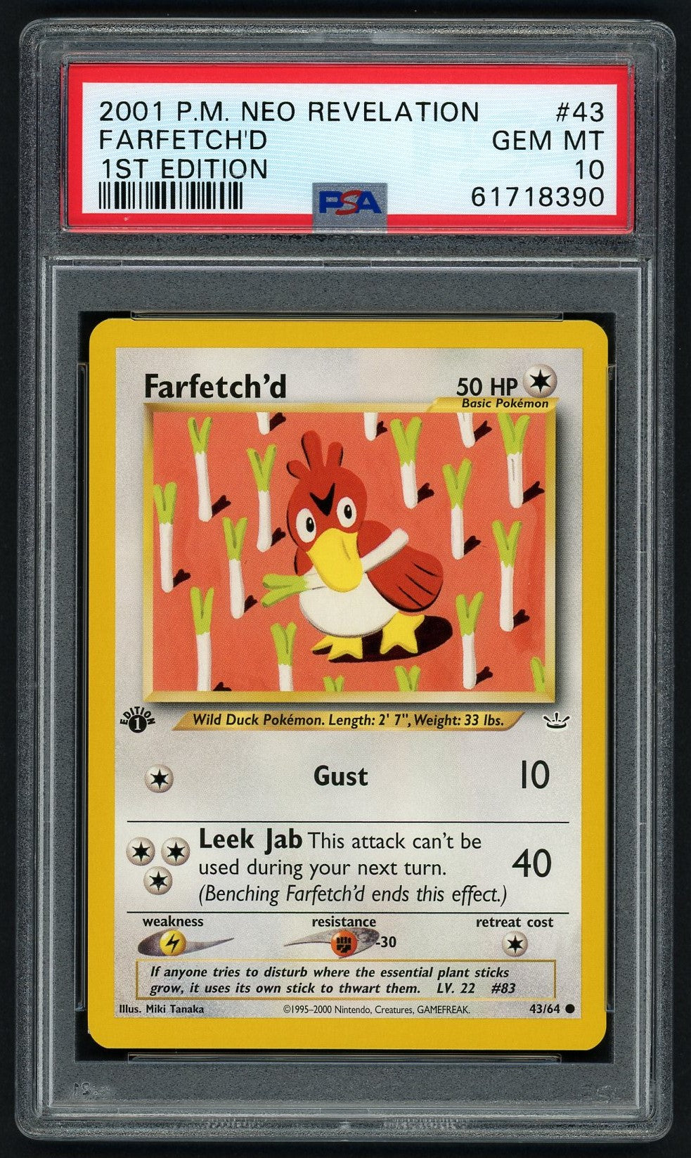 Pokemon Farfetch'd 1st Edition PSA 10 - Neo Revelation