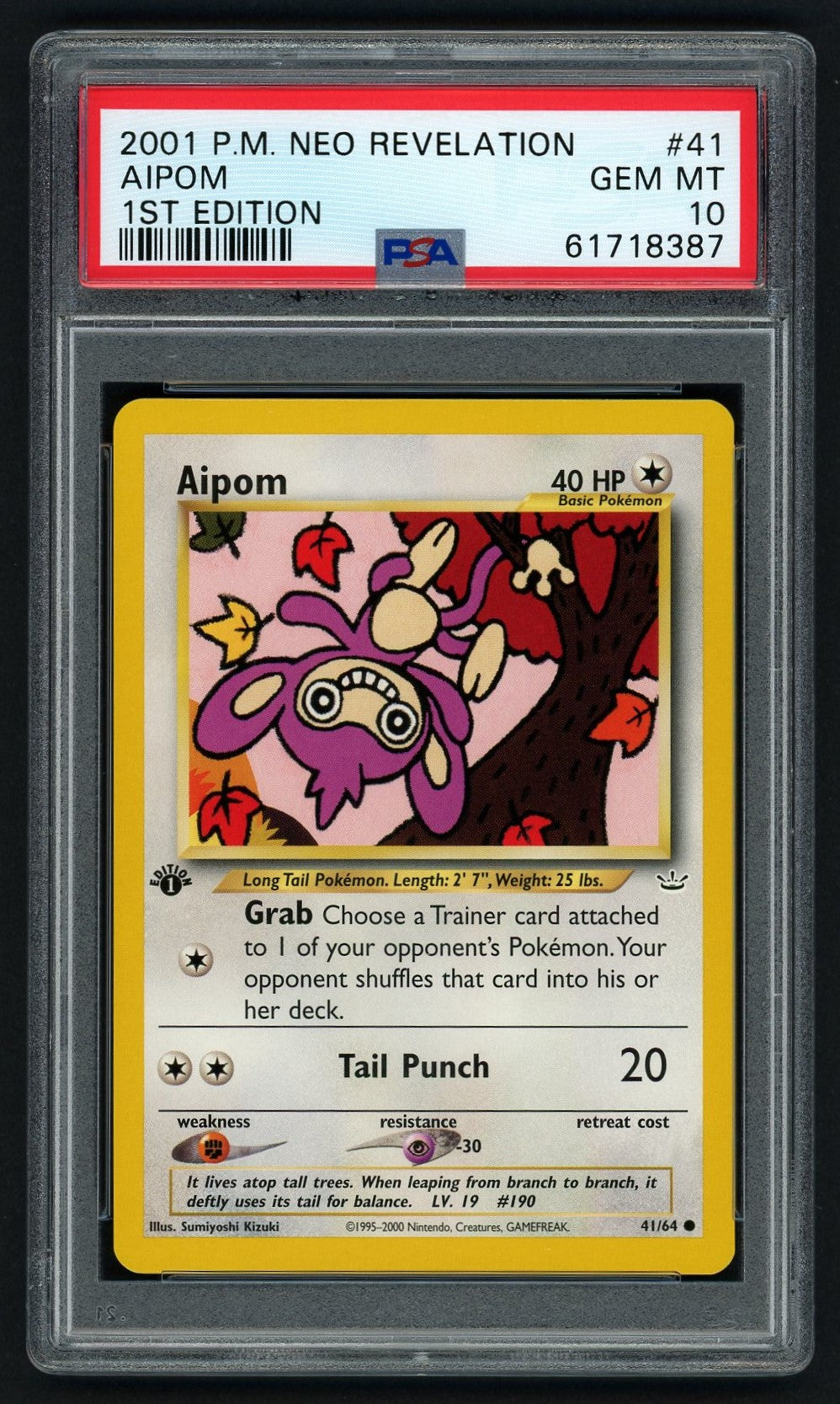 Pokemon Aipom 1st Edition PSA 10 - Neo Revelation