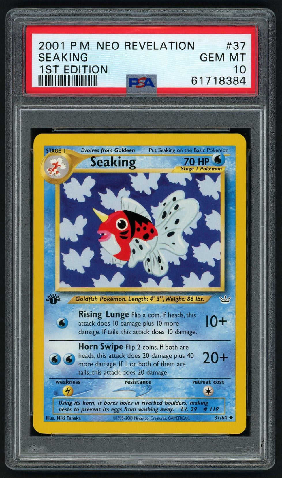 Pokemon Seaking 1st Edition PSA 10 - Neo Revelation